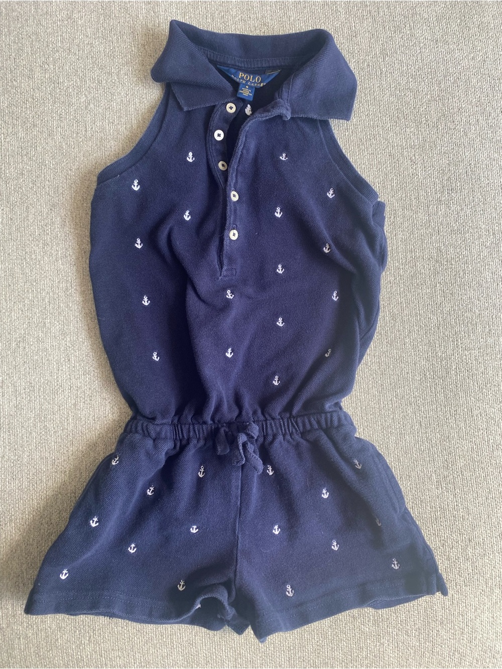 Polo by Ralph Lauren Navy Sleeveless Anchor Polo Romper